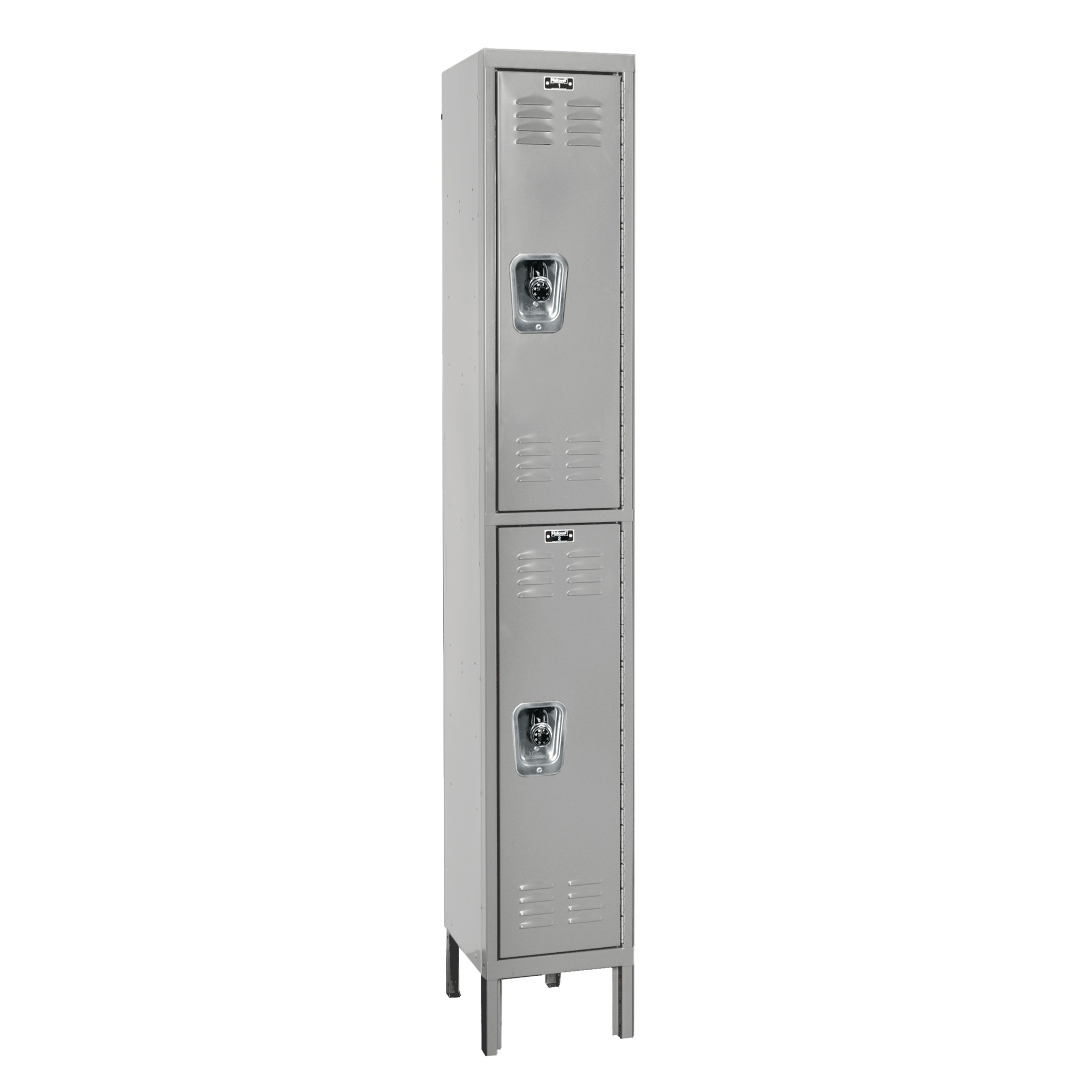 Hallowell, Double Tier ReadyBuilt Locker, Height 78 in, Width 12 in, Color Gray, Model# URB1258-2A-PL